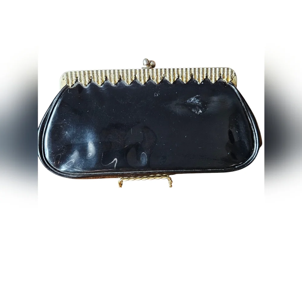 Elegant Black Clutch with Gold Accents